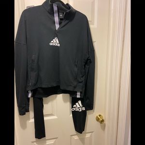 Adidas Crop pull over and black leggings